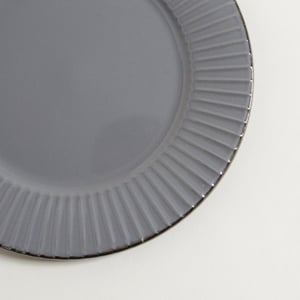 Plato postre gris borde dorado