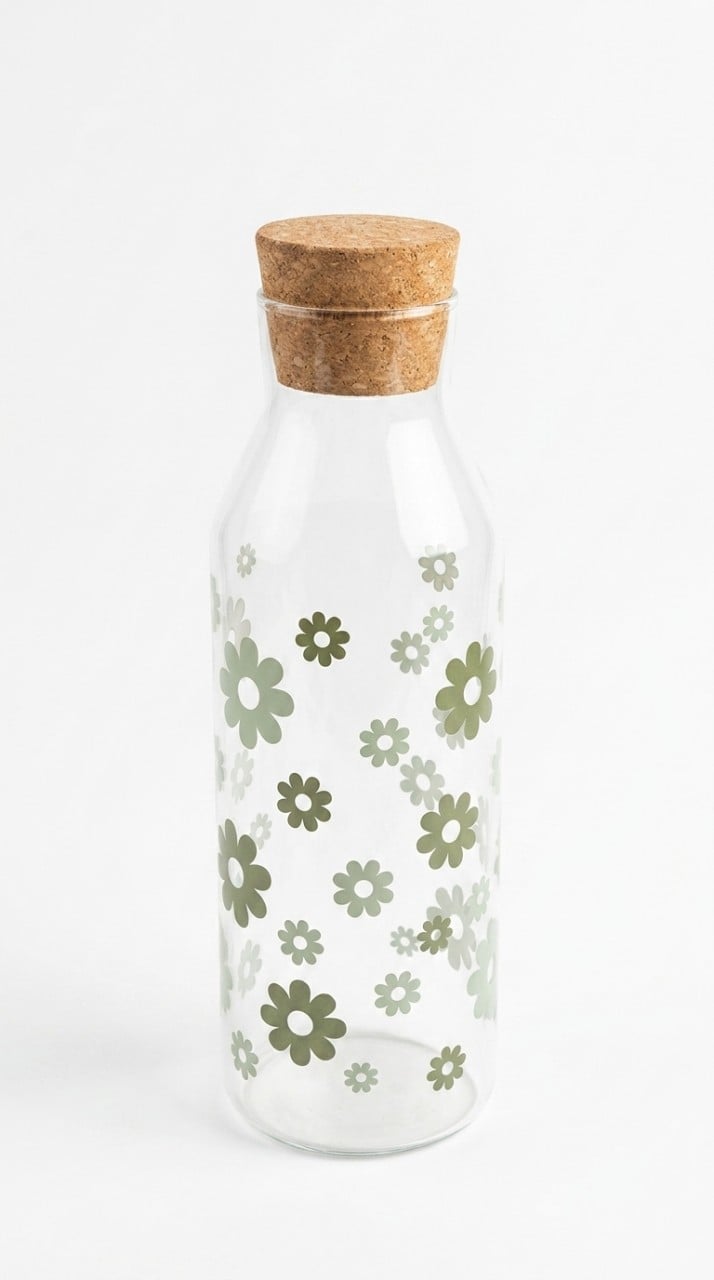 Botella de vidrio flor